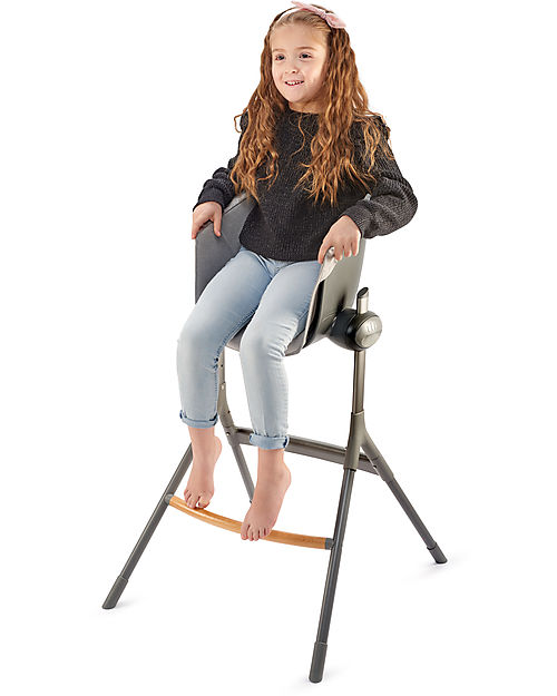 Béaba Seggiolone Up&Down - Tecnologia Brevettata - Grigio Scuro - Adattabile in Altezza per Tutti i Tavoli Seggioloni Pappa
