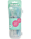 Béaba Set 2 Cucchiai Ergonomici Prime Pappe con Custodia - Silicone - Blu - Maneggevole per gli Adulti e Delicato per i Bambini Posate