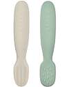 Béaba Set 2 Posate Prime pappe - Salvia e Grigio - Silicone Posate