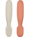 Béaba Set 2 Posate Prime pappe - Terracotta e Grigio - Silicone Posate