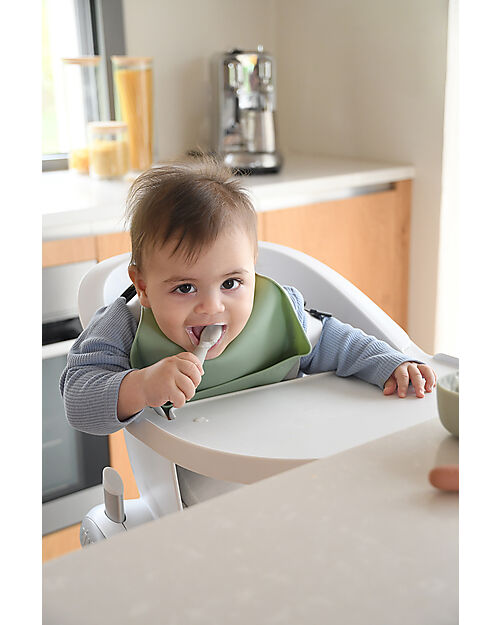 Béaba Set 2 Posate Prime pappe - Terracotta e Grigio - Silicone Posate