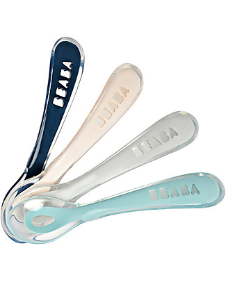 Béaba Set 4 Cucchiai in Silicone da Apprendimento - Drizzle - da 8 Mesi Posate e Bacchette