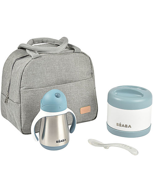 Béaba Set Borsa Porta Pranzo Termica 5L con Accessori - Azzurro Contenitori Termici