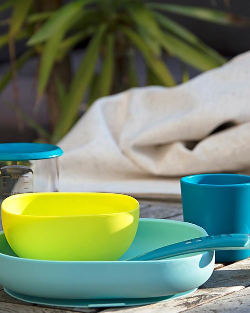 Béaba Set Completo per Pappa - 4 pezzi - Silicone - Blu Set Pappa