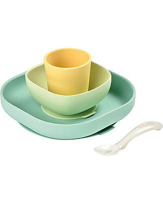 Béaba Set Completo per Pappa - 4 pezzi - Silicone - Giallo Set Pappa
