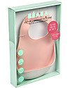 Béaba Set con 2 Bavaglini Impermeabili con Tasca Raccogli Cibo - Silicone - Grigio e Rosa Bavagli Impermeabili con Tasca