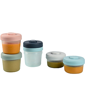 Béaba Set di 6 Contenitori per Alimenti - 2 da 90 ml + 4 da 150 ml - Pratici e Impilabili Contenitori Latte e Snack