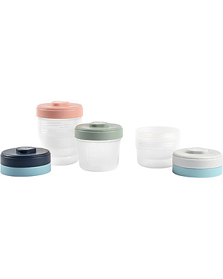 Béaba Set di 6 Contenitori per Alimenti - 2 da 90 ml + 4 da 150 ml - Pratici e Impilabili Contenitori Latte e Snack