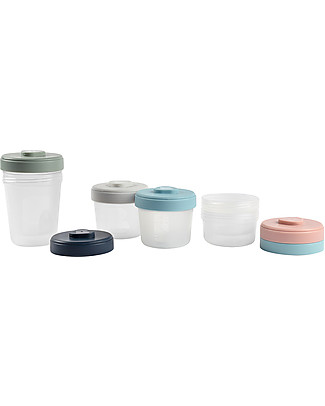Béaba Set di 6 Contenitori per Alimenti - 2x90 ml + 2x150 ml + 2x250 ml - Pratici e Impilabili Contenitori Latte e Snack