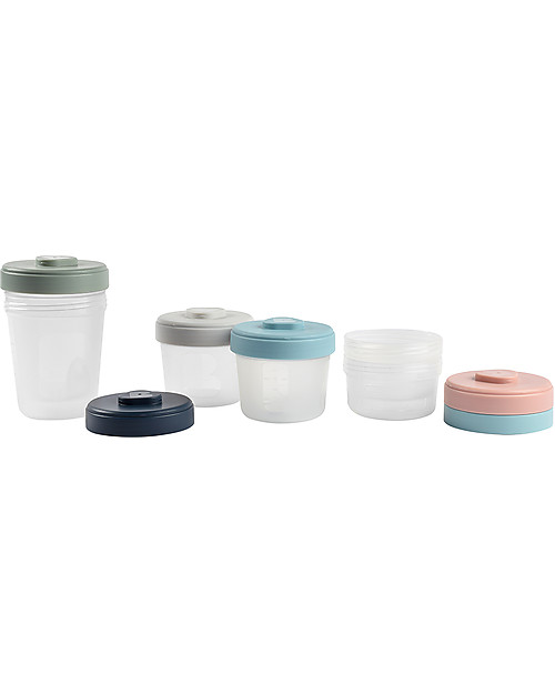 Béaba Set di 6 Contenitori per Alimenti - 2x90 ml + 2x150 ml + 2x250 ml - Pratici e Impilabili Contenitori per Alimenti