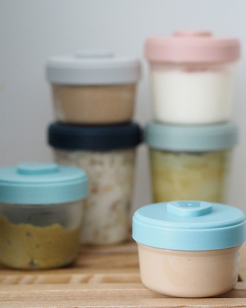 Béaba Set di 6 Contenitori per Alimenti - 2x90 ml + 2x150 ml + 2x250 ml - Pratici e Impilabili Contenitori per Alimenti