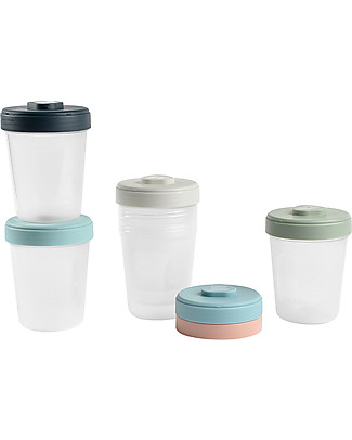 Béaba Set di 6 Contenitori per Alimenti - 6 da 250 ml - Pratici e Impilabili Contenitori Latte e Snack