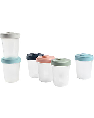 Béaba Set di 6 Contenitori per Alimenti - 6 da 250 ml - Pratici e Impilabili Contenitori Latte e Snack