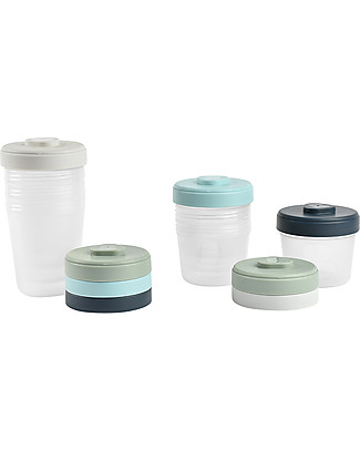 Béaba Set di 8 Contenitori per Alimenti - 4x150 ml + 4x250 ml - Pratici e Impilabili Contenitori Latte e Snack