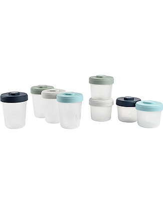 Béaba Set di 8 Contenitori per Alimenti - 4x150 ml + 4x250 ml - Pratici e Impilabili Contenitori Latte e Snack