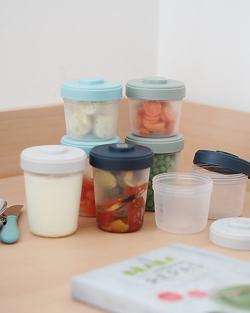 Béaba Set di 8 Contenitori per Alimenti - 4x150 ml + 4x250 ml - Pratici e Impilabili Contenitori per Alimenti