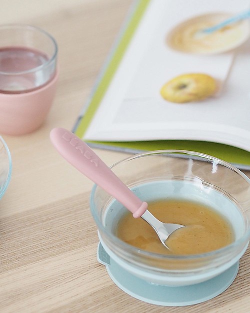 Béaba Set Pappa in Vetro con Ventosa - Piatto + Scodella + Bicchiere - Eucalipto - Fatto in Francia Set Pappa