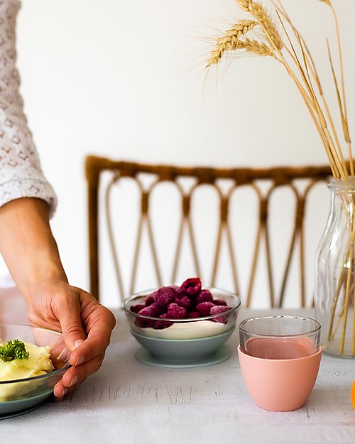 Béaba Set Pappa in Vetro con Ventosa - Piatto + Scodella + Bicchiere - Eucalipto - Fatto in Francia Set Pappa
