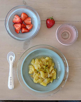 Béaba Set Pappa in Vetro con Ventosa - Piatto + Scodella + Bicchiere - Eucalipto - Fatto in Francia Set Pappa