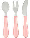 Béaba Set Posate da Apprendimento in Acciaio Inossidabile - Cucchiaio + Forchetta + Coltello - Rosa Posate