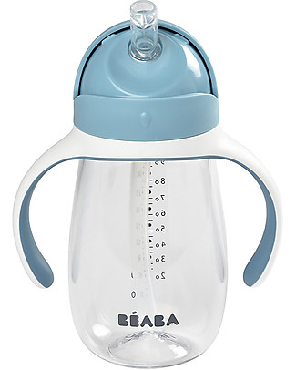 Béaba Tazza con Cannuccia - 300 ml - Blu - Per Imparare a Bere da Soli Biberon_
