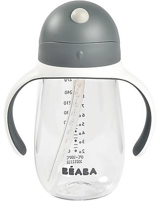 Béaba Tazza con Cannuccia - 300 ml - Mineral Grey - Per Imparare a Bere da Soli Tazze