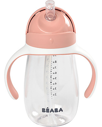 Béaba Tazza con Cannuccia - 300 ml - Rosa - Per Imparare a Bere da Soli Biberon Anti-Colica
