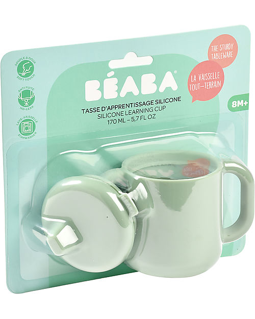 Béaba Tazza da Apprendimento con Beccuccio in Silicone - Verde Salvia - Per Imparare a Bere da Soli Tazze