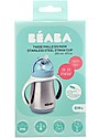 Béaba Tazza Termica con Cannuccia in Acciaio Inossidabile - 250 ml - Blu - Per Imparare a Bere da Soli Bicchieri
