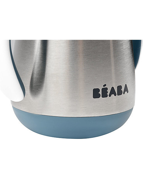 Béaba Tazza Termica con Cannuccia in Acciaio Inossidabile - 250 ml - Blu - Per Imparare a Bere da Soli Bicchieri