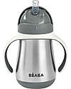 Béaba Tazza Termica con Cannuccia in Acciaio Inossidabile - 250 ml - Mineral Grey - Per Imparare a Bere da Soli Tazze