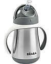 Béaba Tazza Termica con Cannuccia in Acciaio Inossidabile - 250 ml - Mineral Grey - Per Imparare a Bere da Soli Tazze