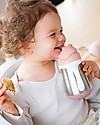 Béaba Tazza Termica con Cannuccia in Acciaio Inossidabile - 250 ml - Rosa - Per Imparare a Bere da Soli Bicchieri