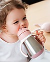 Béaba Tazza Termica con Cannuccia in Acciaio Inossidabile - 250 ml - Rosa - Per Imparare a Bere da Soli Bicchieri