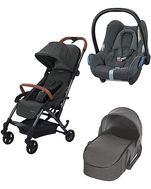 Bébé Confort Trio Urbano: Passeggino Laika2 + Navicella Laika + Ovetto Cabriofix, Sparkling Grey Passeggini Trio e Duo