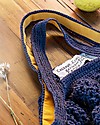Cabbage Crochet Club per Family Nation Borsa Everyday Blu Notte con Nastro Gros Giallo - 100% Fatto a mano con filati riciclati Borse Shopper