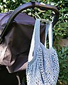 Cabbage Crochet Club per Family Nation Borsa Everyday Celeste Avio con Nastro Gros Naturale - 100% Fatto a mano con filati riciclati Borse Shopper