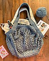 Cabbage Crochet Club per Family Nation Borsa Everyday Celeste Avio con Nastro Gros Naturale - 100% Fatto a mano con filati riciclati Borse Shopper