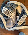 Cabbage Crochet Club per Family Nation Borsa Everyday Celeste Avio con Nastro Gros Naturale - 100% Fatto a mano con filati riciclati Borse Shopper