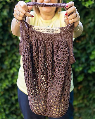 Cabbage Crochet Club per Family Nation Borsa Everyday Malva con Nastro Gros Rosa - 100% Fatto a mano con filati reciclati Borse Shopper