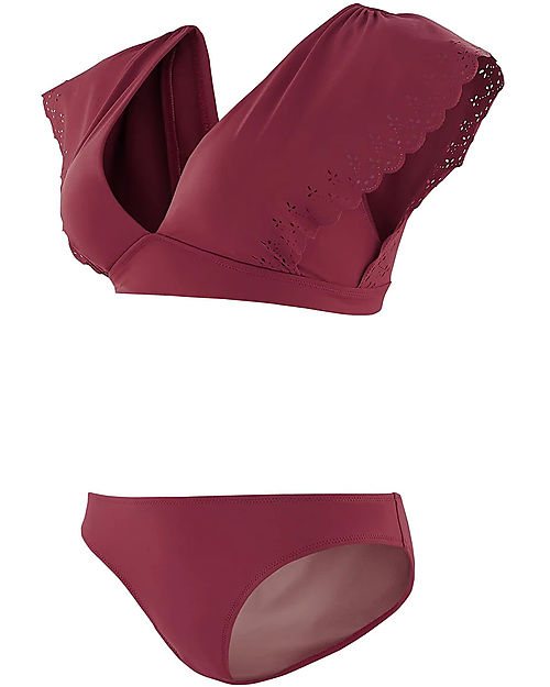 Cache Coeur Bikini Premaman Bloom con Volant - Bordeaux Costumi Due Pezzi