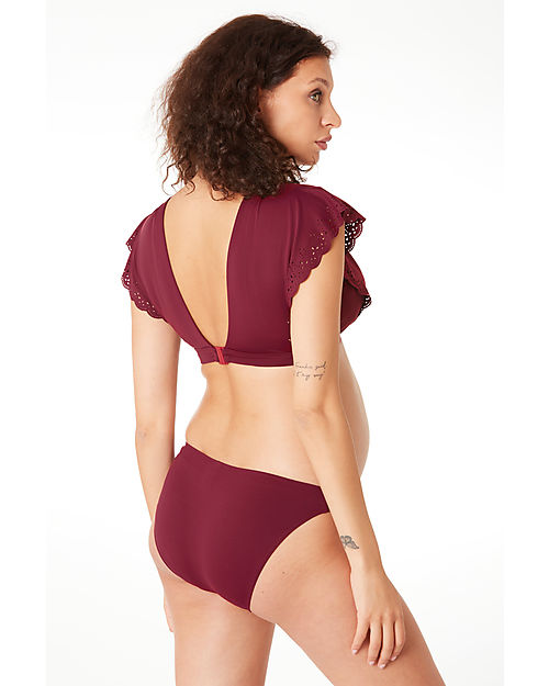 Cache Coeur Bikini Premaman Bloom con Volant - Bordeaux Costumi Due Pezzi