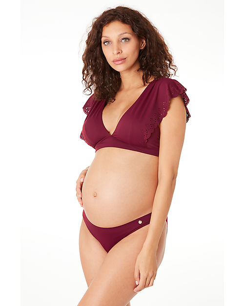 Cache Coeur Bikini Premaman Bloom con Volant - Bordeaux Costumi Due Pezzi