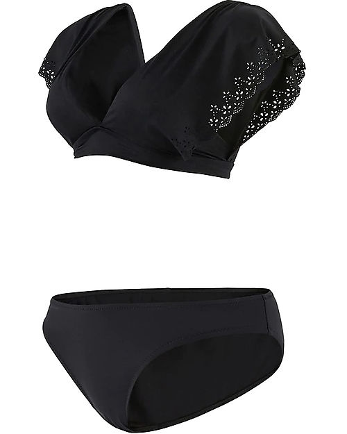 Cache Coeur Bikini Premaman Bloom con Volant - Nero Costumi Due Pezzi