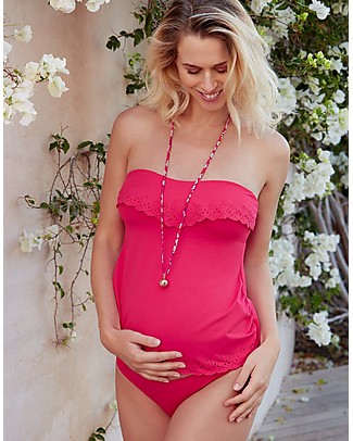 Cache Coeur Bloom, Costume da Bagno Tankini Premaman - Rosso Granatina Costumi Due Pezzi