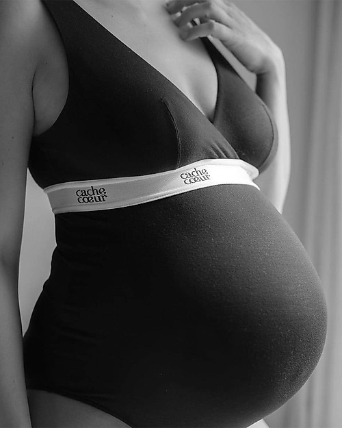 Cache Coeur Body Gravidanza e Allattamento - Nero - Tencel naturale - Morbido e Traspirante Reggiseni da Allattamento