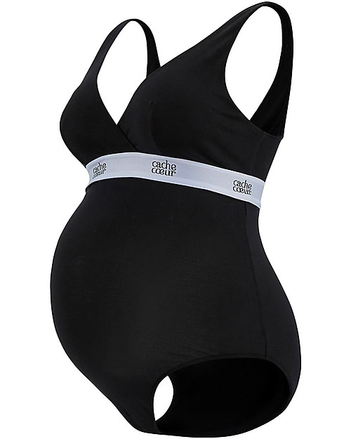 Cache Coeur Body Gravidanza e Allattamento - Nero - Tencel naturale - Morbido e Traspirante Reggiseni da Allattamento