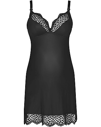 Cache Coeur Camicia da Notte Premaman e Allattamento Lollypop -Nero - MicroFibra Camicie da Notte