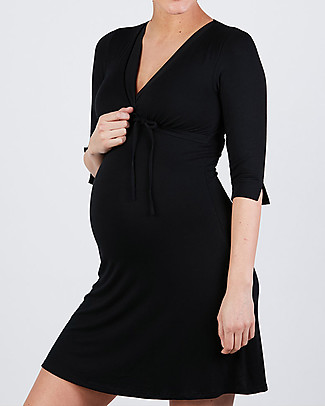 Cache Coeur Camicia da Notte Premaman e Allattamento Milk -Nero - Fibra di Bambù Camicie da Notte