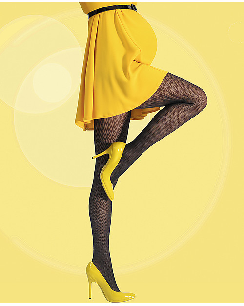 Cache Coeur Collant Premaman 30 Denari Zig Zag, Nero - Per mamme sempre alla moda! Calze